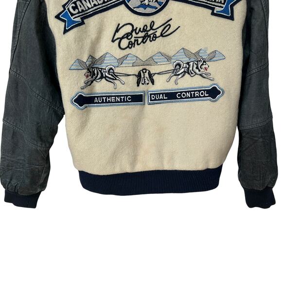 Vintage Dual Control Bomber Jacket Cream Blue Polar Bear Coat Womens Size Medium - Picture 12 of 14